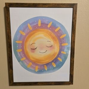 Cute And Whimsical 8x10" Sunshine Wall Print For A Kids Room Or Nursery. Frame